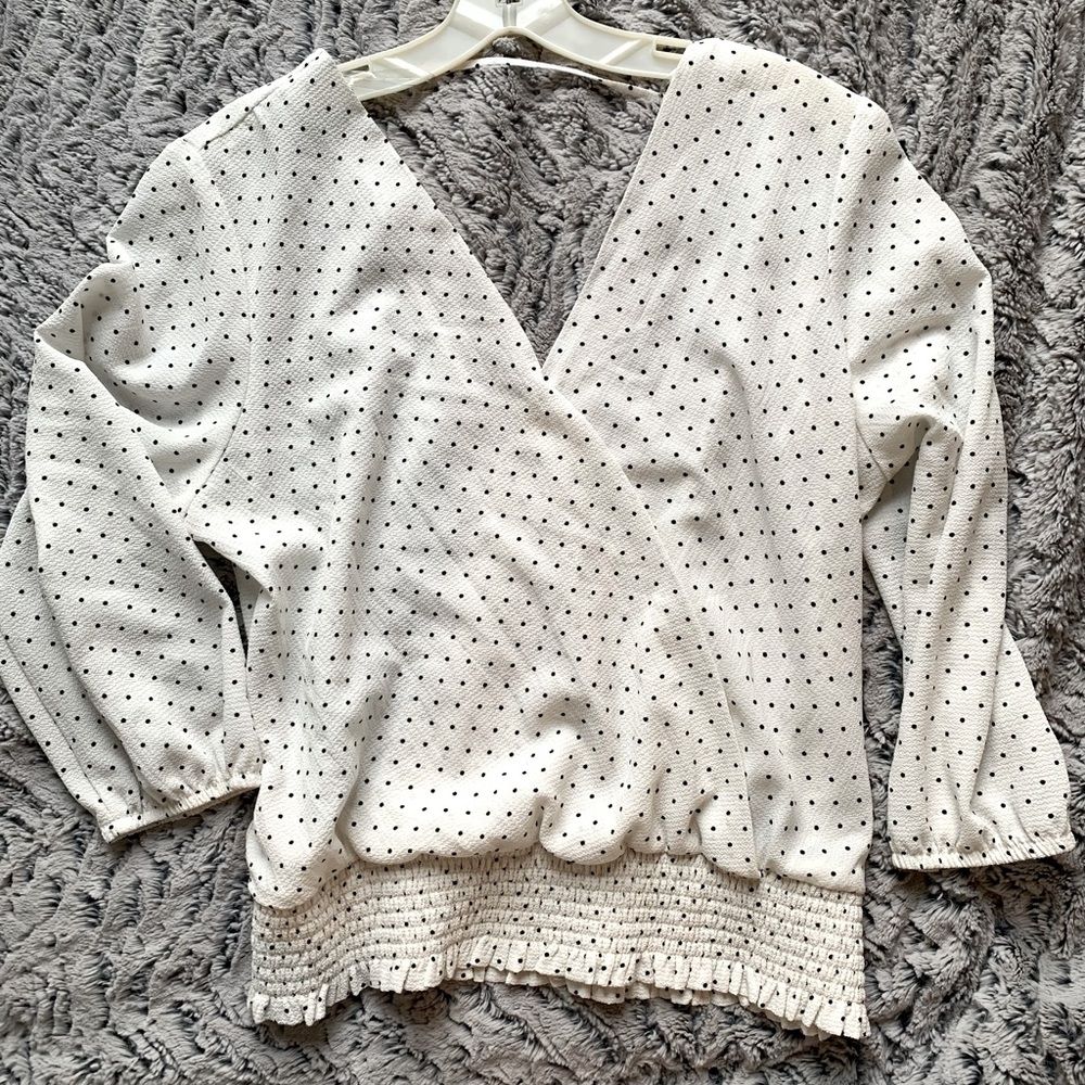 White blouse with polka dots- XL